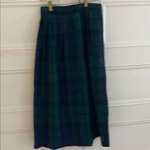 Black Watch Plaid wool midi skirt